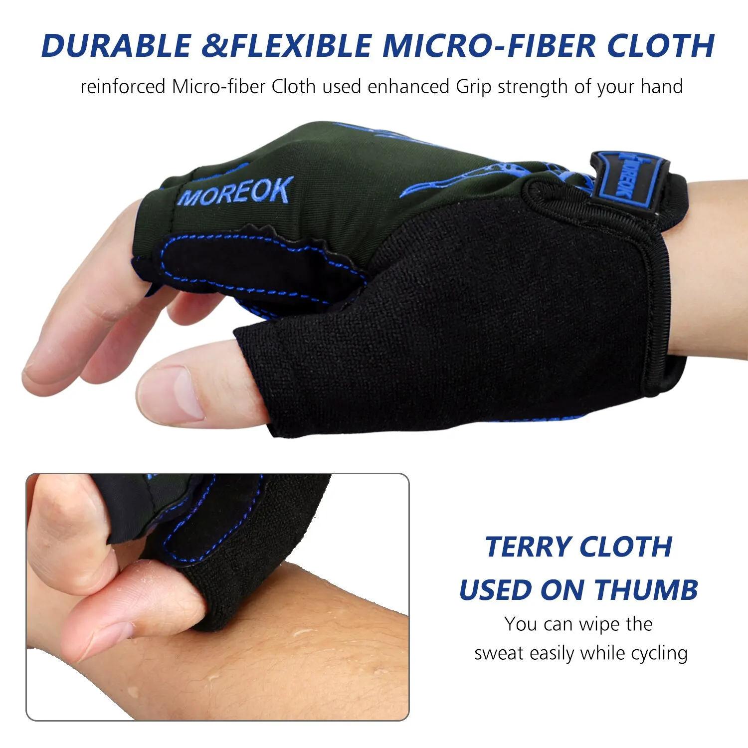MOREOK Bike Gloves 5MM SBR Pads Mountain Bike Gloves Breathable Bicycle Gloves Non-slip Road Biking Cycling Gloves for Men Women 5