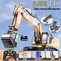 Huina 1523 1:14 Alloy 21 Channel Remote Control Excavator Metal Version 2.4G Wireless Large Construction Vehicle Excavator Toys 1