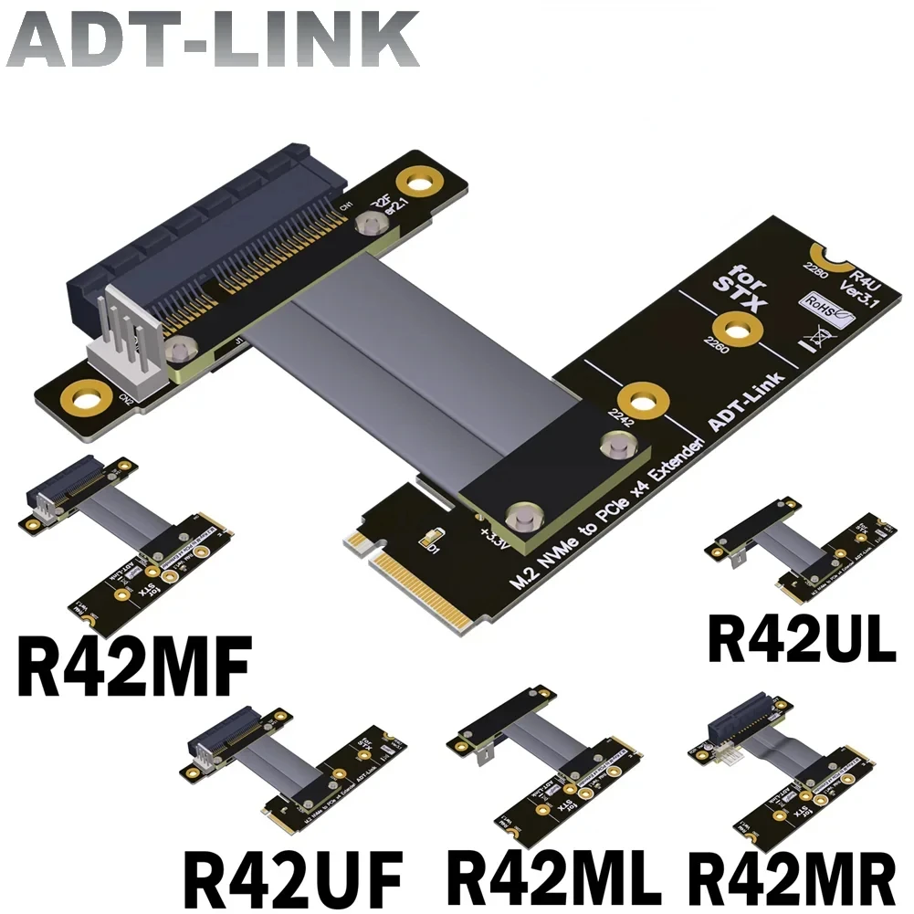 Nvme para Pci-e x4 Extender Adapter Jumper Cabo de Extensão Gpu Vire o Ângulo Direito ou Esquerdo Placa Gráfica Stx M.2 Ngff