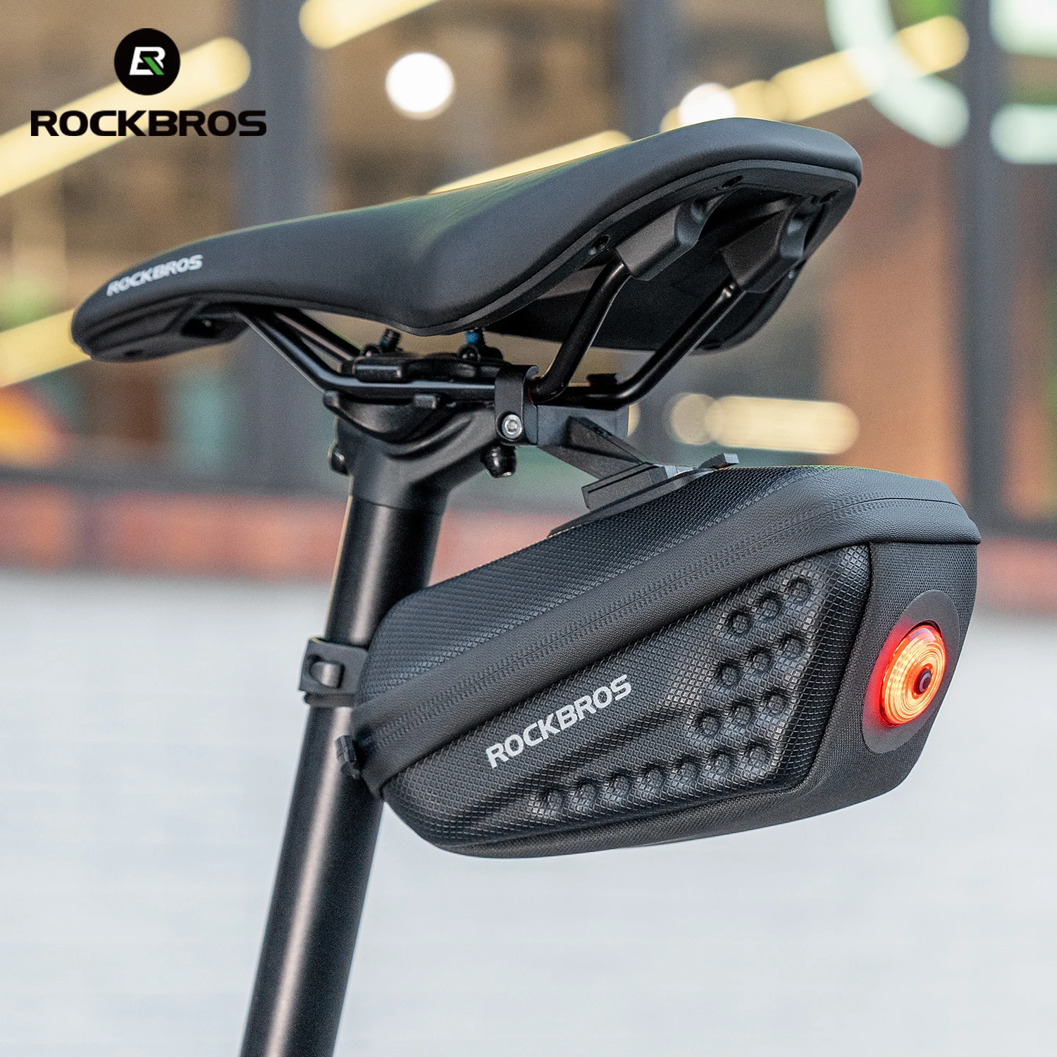 Rockbros C59 Waterproof Bicycle Saddle Bag Hard Shell with Taillight