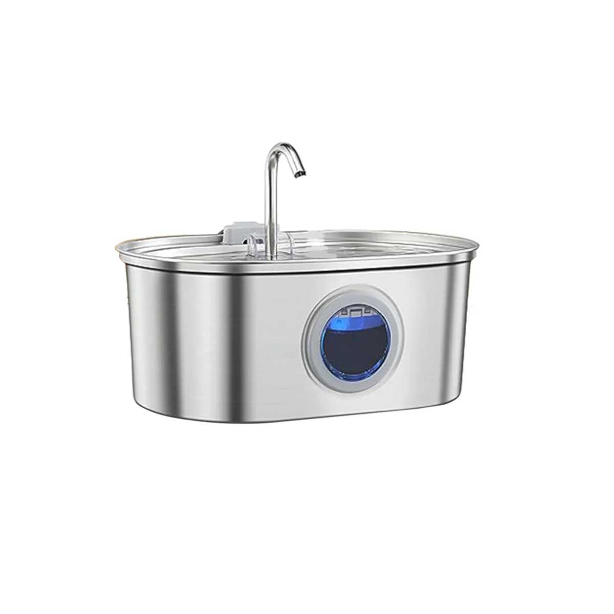 

Водяной фонтанчик для домашних животных, бесшумная кормушка из нержавеющей стали с прозрачным окошком, вилка стандарта ЕС