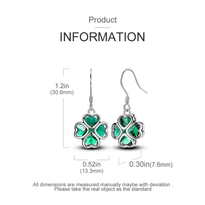 S3131c64fe08343a298a1f6b5137106f3D Original 925 Sterling Silver Green Clover Ladybug Earrings Women Zircon Ear Studs Hoop Earring Anniversary Jewelry Gift Mallzona