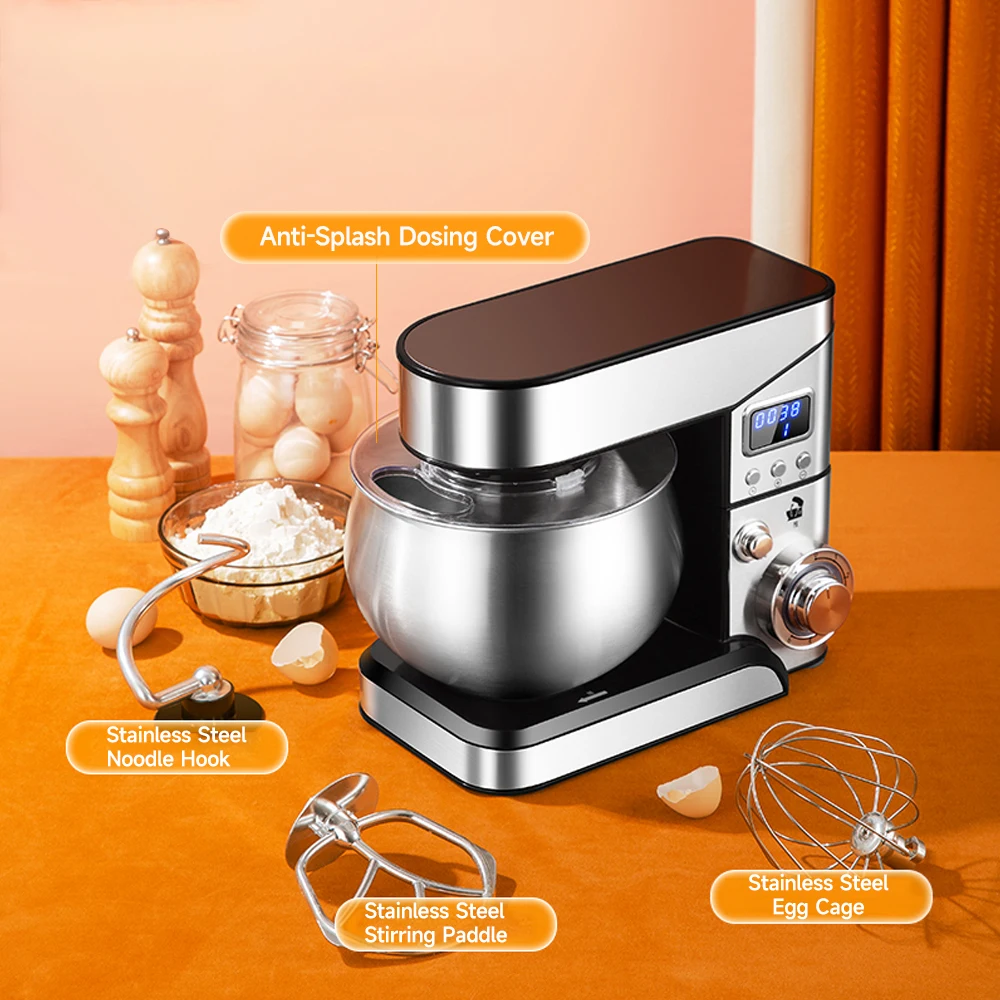  Kitchen Electric Food Mixer 1300W 6.5L Electric Mixer Cream Whipping  Machine For Home Baking (Color : Silver, Size : 6.5L): Home & Kitchen