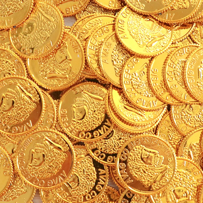 Poker Casino Chips Coin Gold Plating Plastic Spanish Treasure Game Poker Board Game Accessories 100pcs poker chips