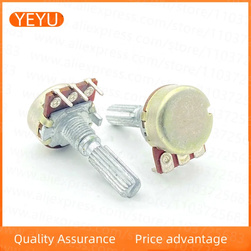 2PCS 16 Type B5K Internal Bent Foot 3-pin Single Power Amplifier Speaker Volume Adjustment Potentiometer 25mm Shaft Length