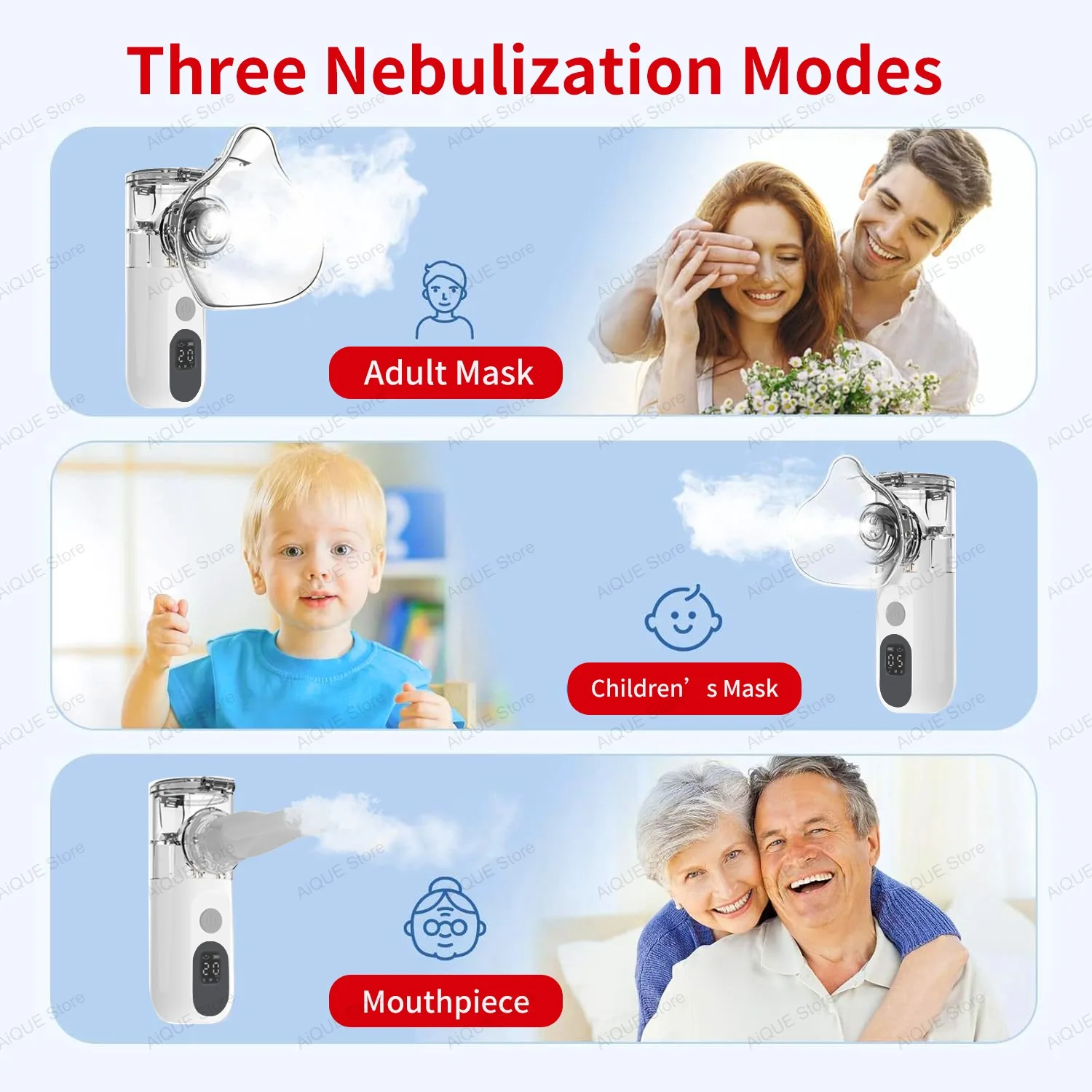 AiQUE 3.5&mu;m Rechargeable Mesh Nebulizer with LED Screen Silent Portable Medical Handheld Nebulizador Inhaler Inhalator Atomizer