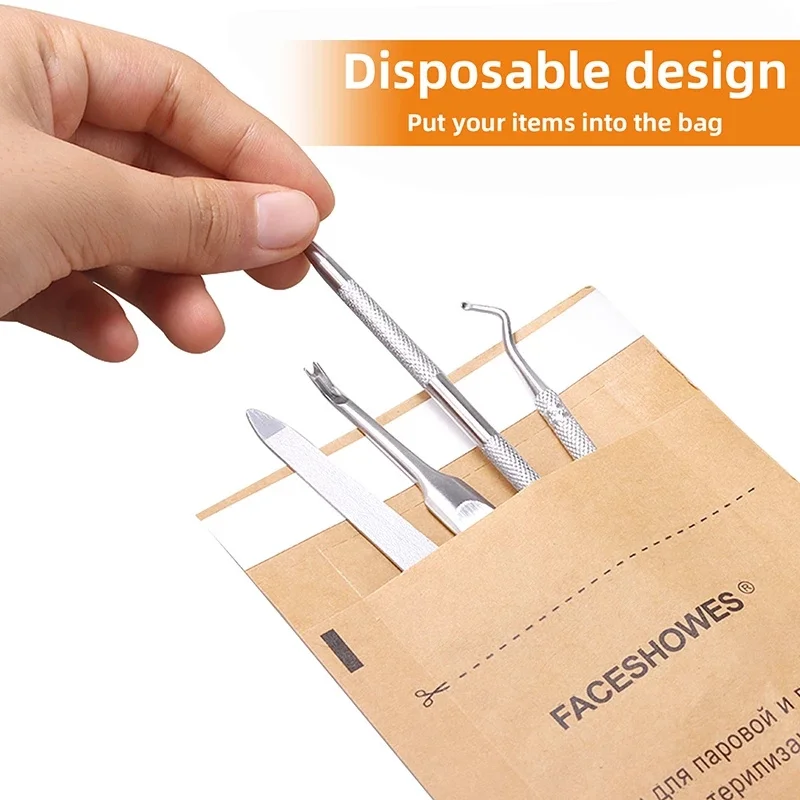 Description Picture 6 of item50/100Pcs Nail Sterilizer Manicure Bag Kraft Bags Dry Heat Disposable Sterilization Disinfection Machine Accessory Nailart Tools