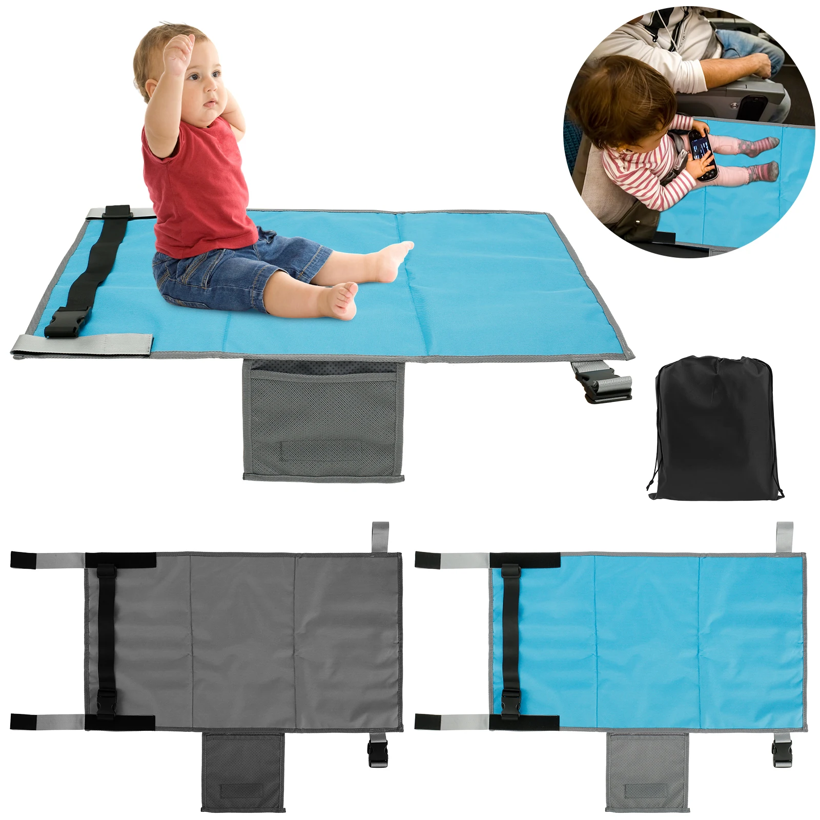 Toddler Airplane Seat Extender Portable Airplane Foot Hammock Kids Plane Travel Foot Leg Rest Baby Footrest Bed