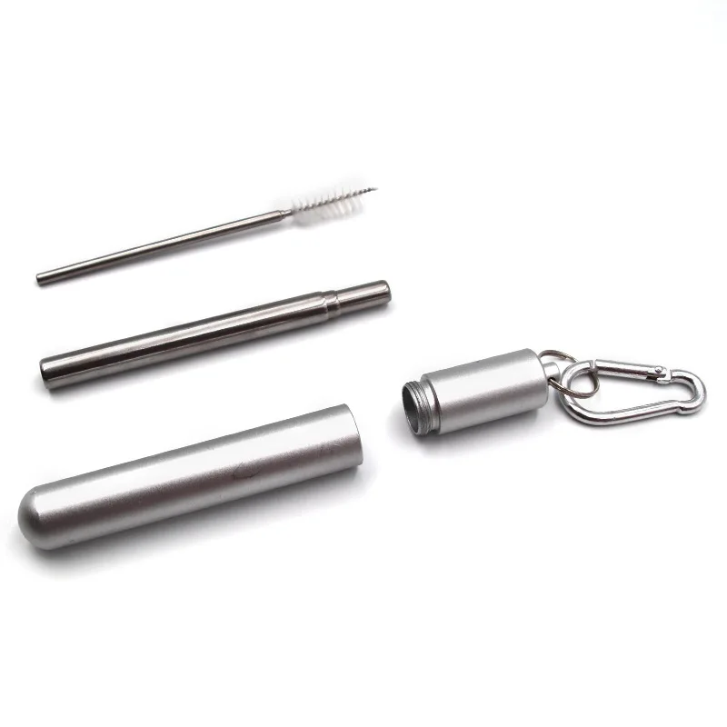 Eco-Conscious Collapsible Stainless Steel Telescopic Drinking Straw with Brush