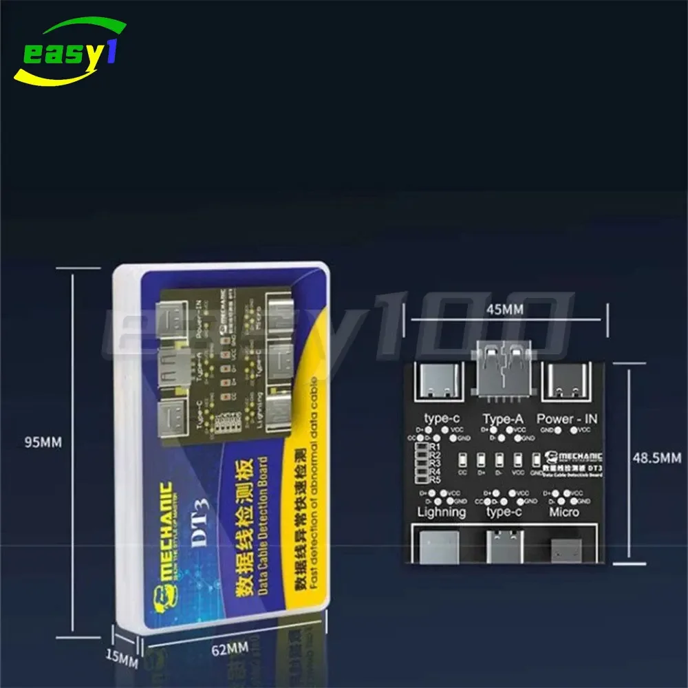 HUTSRAI USB DT3 Tester Scheda Rilevamento Dati | Per IOS Android Micro-USB Type-C