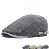 Men Newsboy Caps Spring And Autumn Berets Hats Cotton Polyester 57-62cm Big Head Circumference Striped Brim Casual Style BT0102 1