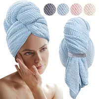 Microfiber Hair Towel Extra Large Wrap Quick Dry Hair Towel Wrap With Elastic Band , Ultra Absorbent Soft Hair Towel Wrap Turban 1