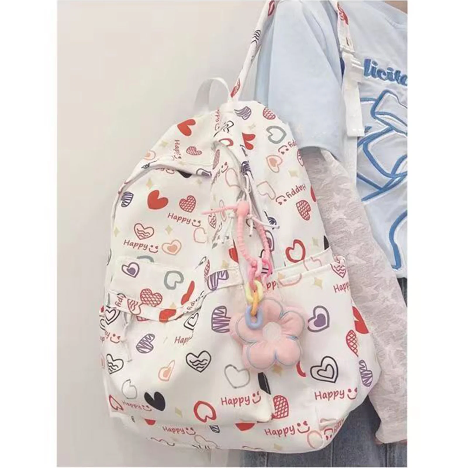 Zaino leggero per adolescenti zaino per cartoni animati dolci con tasca frontale per lavori sportivi scolastici
