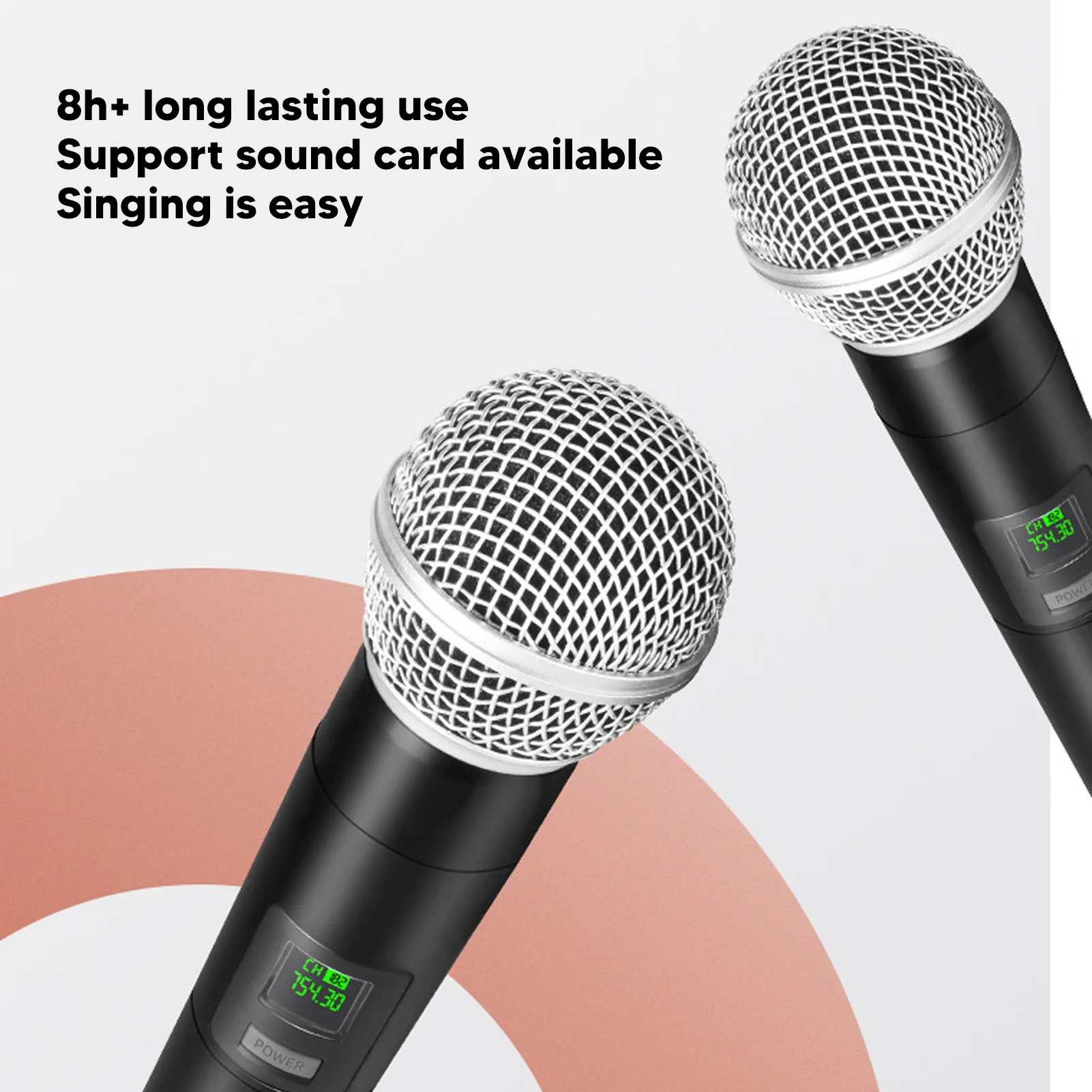 2Pcs Wireless Karaoke Mic HiFi Noise Canceling  Chip Wireless UHF Microphone Handheld USB Rechargeable for Karaoke Machine