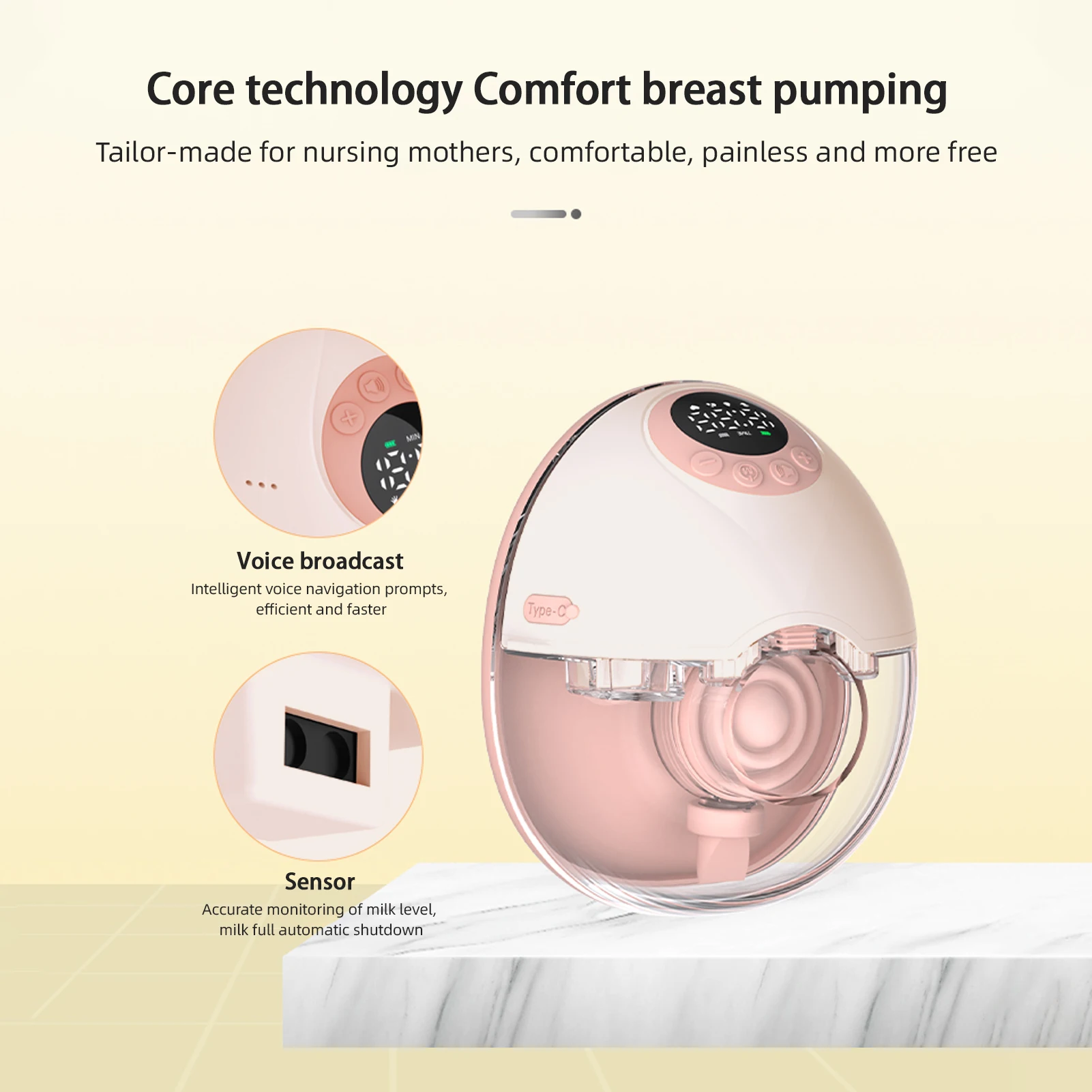 Wearable Electric Breast Pump Hands Free for Breastfeeding 4 Modes 12 Suction Level Voice Broadcast Low Noise 160ml Collector 4
