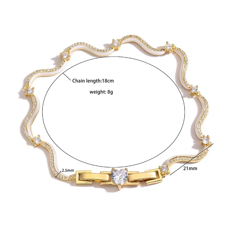 18K Gold Plated Fashion Enamel Chains Necklace Bracelet Jewelry Sets Brass Chain Wave Multicolor Women Wholesale Wedding Gifts 3