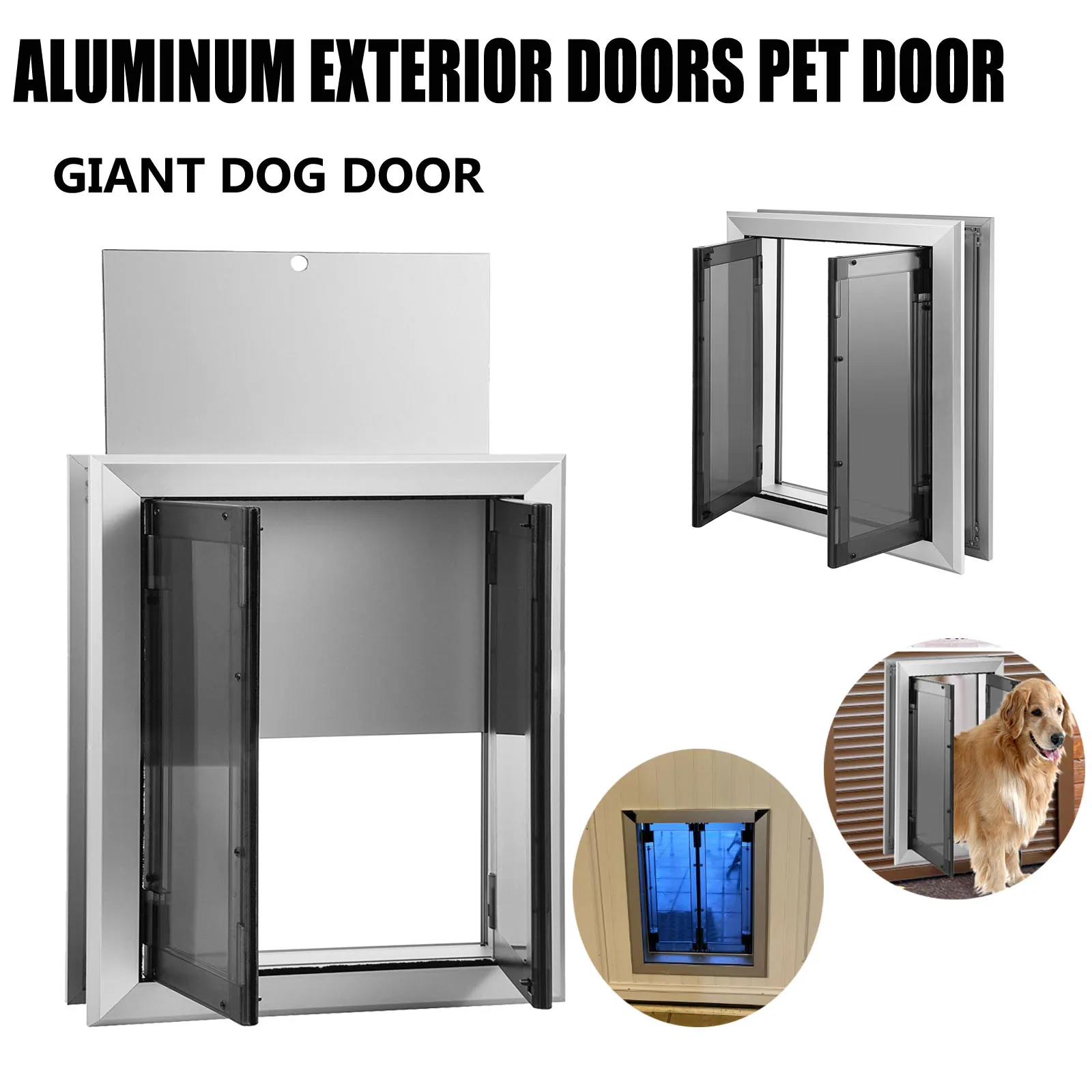 Exterior Door for Dogs with Flap Heavy Duty Doors Large Aluminum Pet Door Energy Efficient Durable for Outdoor Indoor Wall