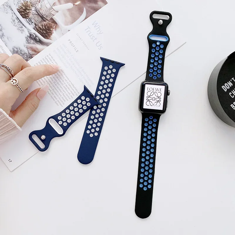 Sport Strap For Apple Watch Bands 44mm 45mm Ultra 2 49mm 40mm 41 42mm 45 44mm Silicone Bracelet IWatch Series 10 9 8 SE 7 Band