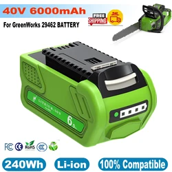 For Greenworks 40v Battery 40V 6000mAh Rechargeable Battery For 29462 29472 29282 Power Tools Batteries For GreenWorks 29462