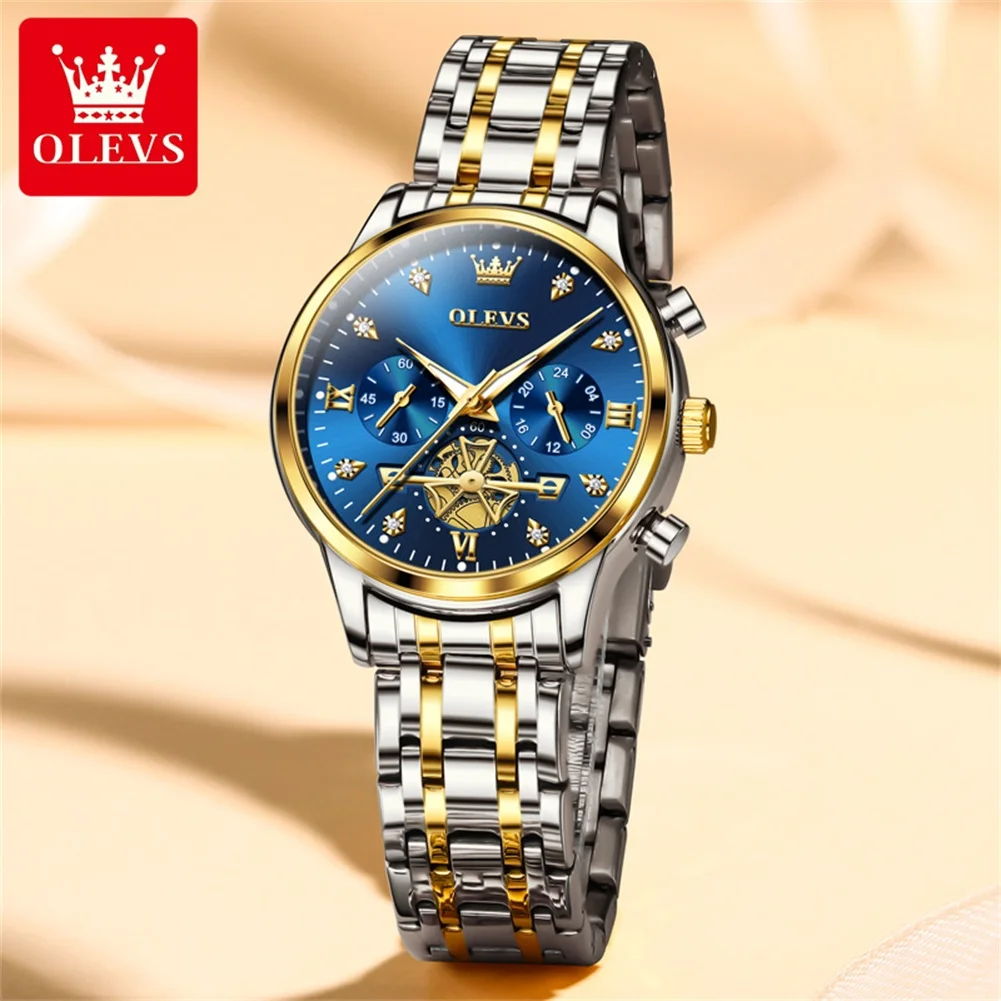 OLEVS Womens Watches Top Brand Luxury Chronograph Quartz Watch for Women Stainless Steel Waterproof Wristwatches Reloj Hombre 3