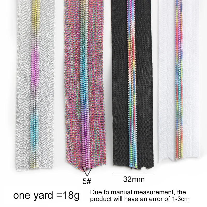 30-100 Yards 32mm Rainbow Nylon Teeth Zipper Colorful Long Zippers Coil Bag Luggage Decor Repair Zip DIY Bag Sewing Accessories