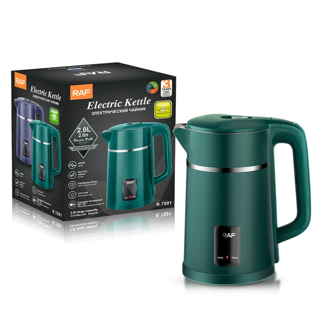 Kettle Stainless Steel Electric Kettle Double Layers 2000W 2L Auto Off From  BPA Hot Water Kettle for Home UK Plug 220V (Blue)
