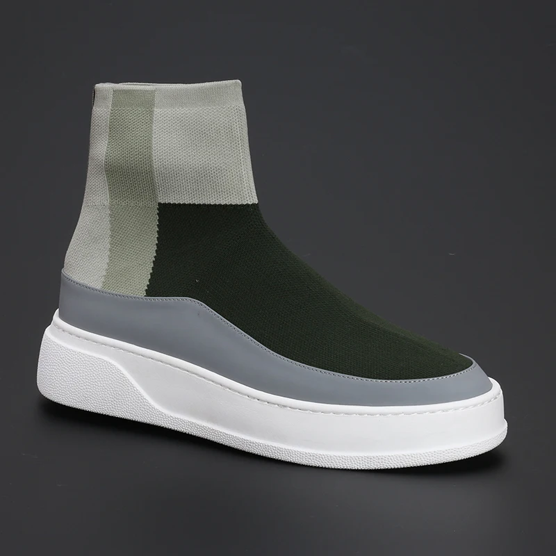 

Брендовая мужская обувь Chao, плетеная сетчатая ткань, высокие цветные подходящие носки, обувь на толстой подошве, сетчатая дышащая повседневная обувь