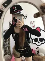 Erwofeina imprimer graphique t-shirts femmes vêtements à manches longues gothique 2000s vêtements Y2k Kawaii mince haut d'automne t-shirts vêtements féminins 3