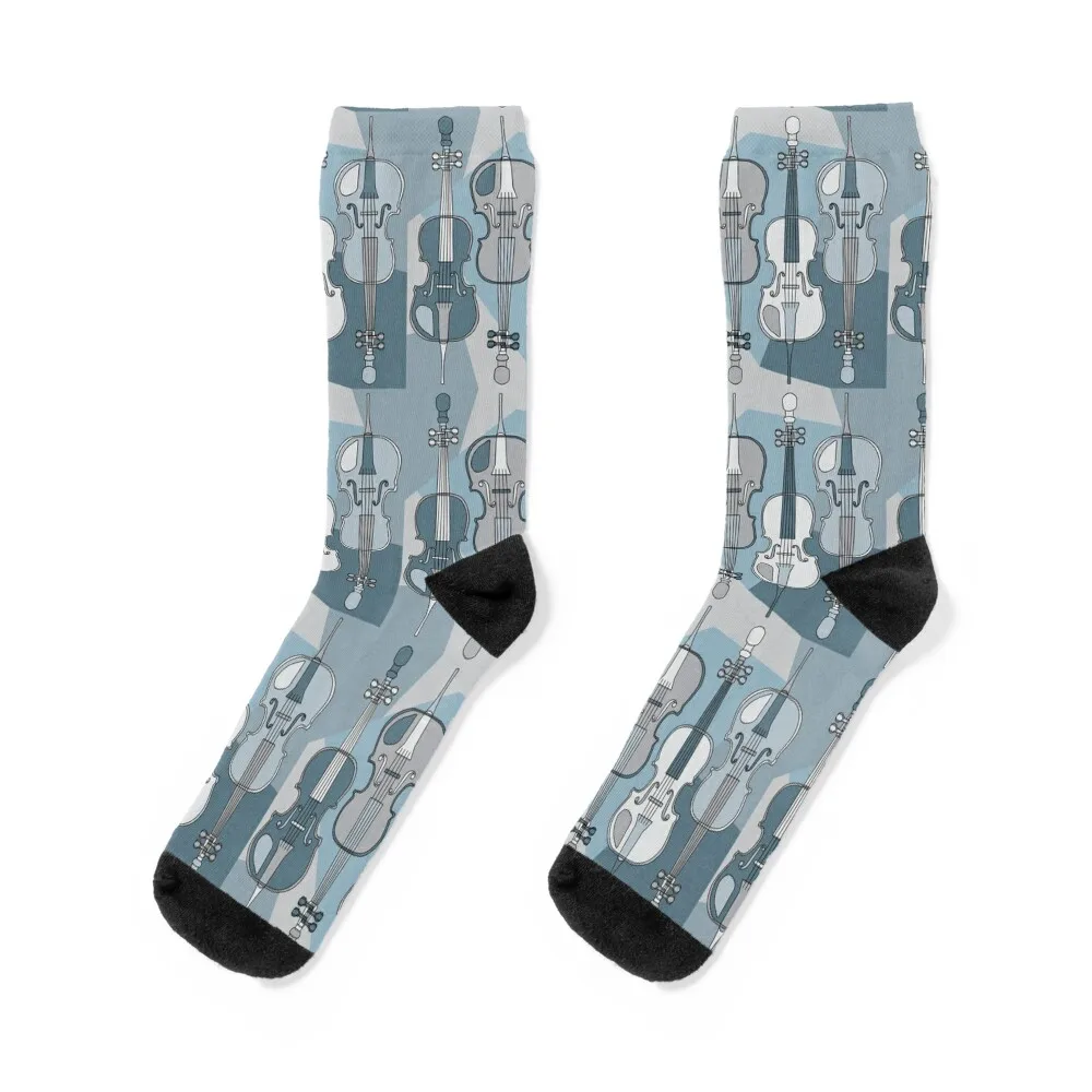 

Blue Gray Cello Pattern Socks sheer Run cute funny gift Socks Ladies Men's