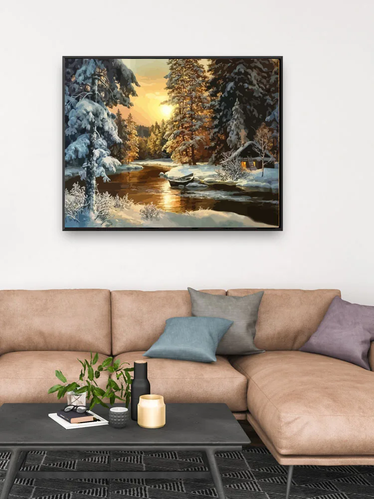 CHENISTORY Frame Snow Forest DIY Painting By Numbers Modern Wall Art Picture Coloring By Numbers Unique Gift Paint painting by numbers kits painting by numbers oil picture by numbers