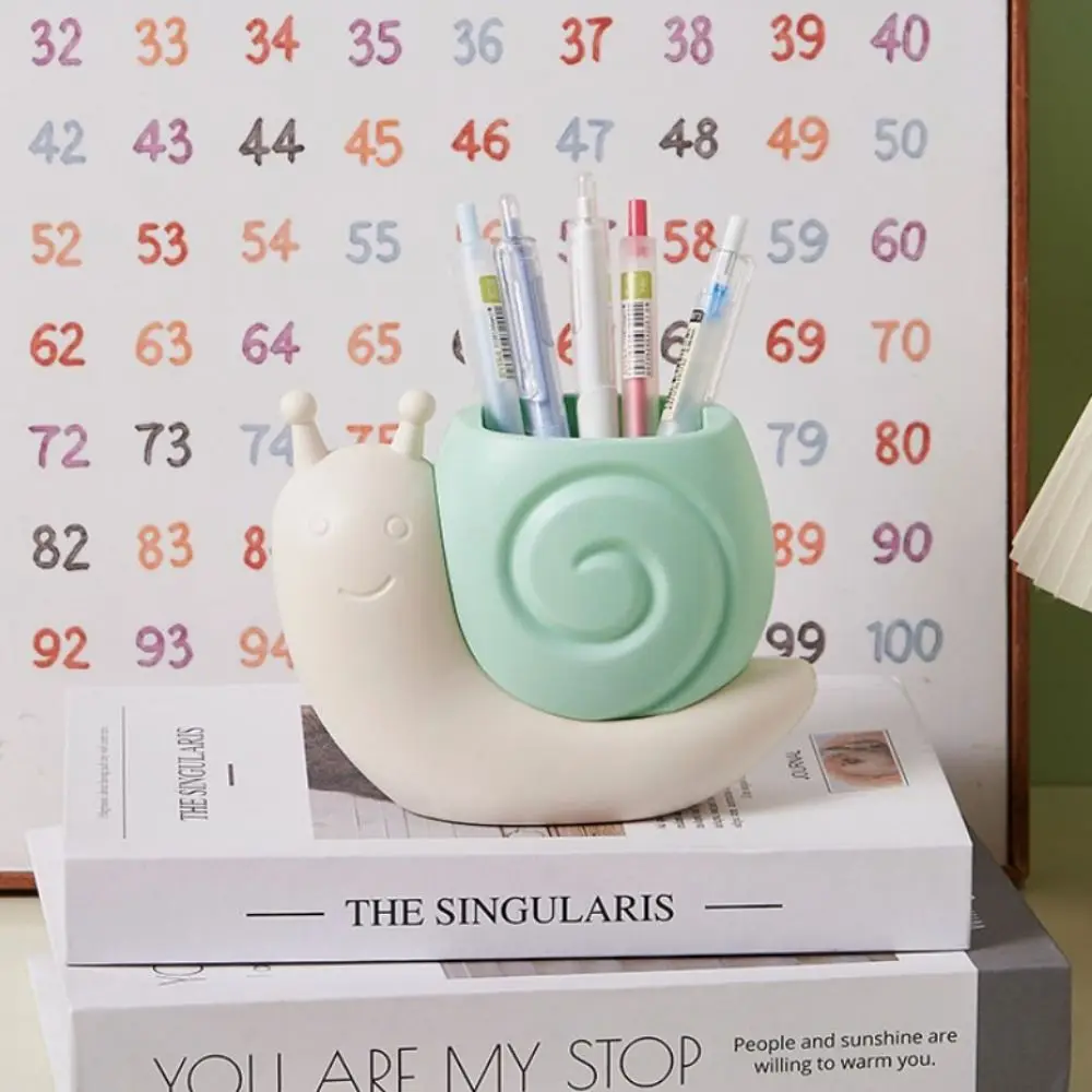 Interesting Snail Pen Holder Plastic Pencil Storage Box Makeup Brush Tabletop Storage Stationery Organizer Desk Organizer