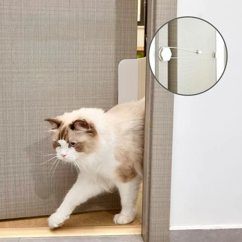 Automatic Pet Door Opener Elastic Cord Cat Entry Doorway Door Closer Punch-Free Automatic Closers Open Hole pet door plastic pet door