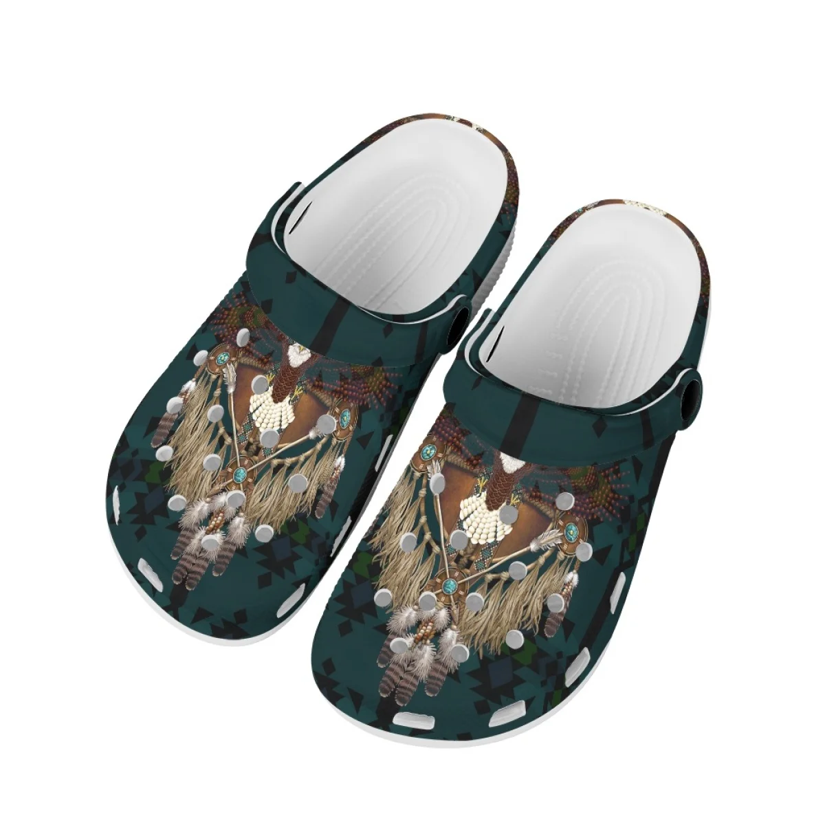 

Classic Ethnic Tribal Pattern Feather Dreamcatcher Design Adults Male Female Party Style Wear-Resistant Hole Shoes Footwear Gift