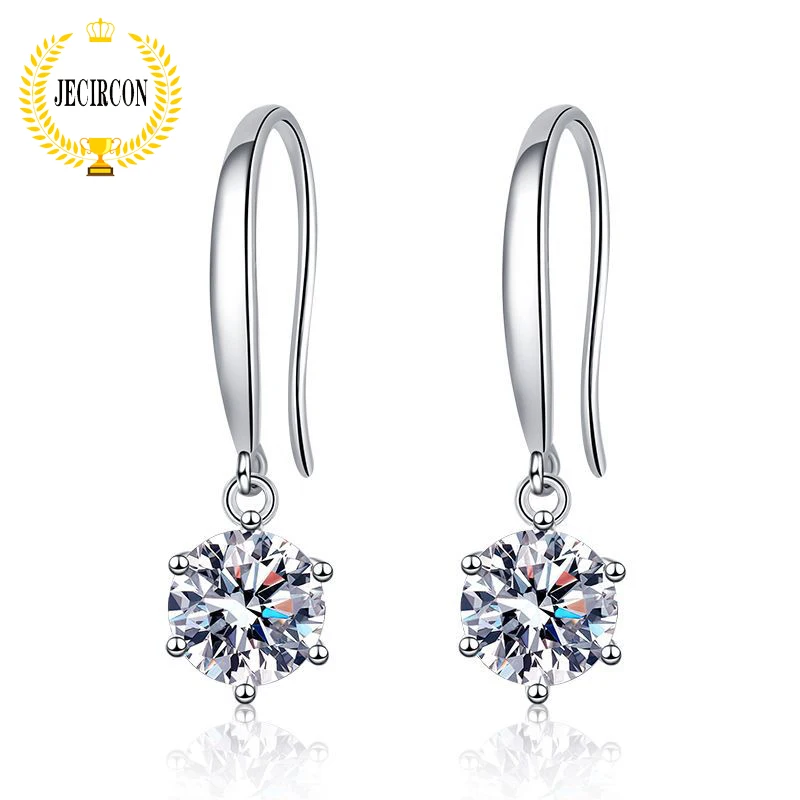 Jecircon Orecchini Pendenti In Moissanite In Argento Sterling 925 Per Donna 0.5/1 Carat Lab Diamond 6- Claw Earhook Gioielli In Oro Bianco 18 Carati