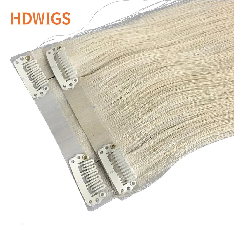 Hair Extensions Clips in Straight 6pcs Clip in PU Brazilian Virgin Human Fusion 100g Natural Blonde