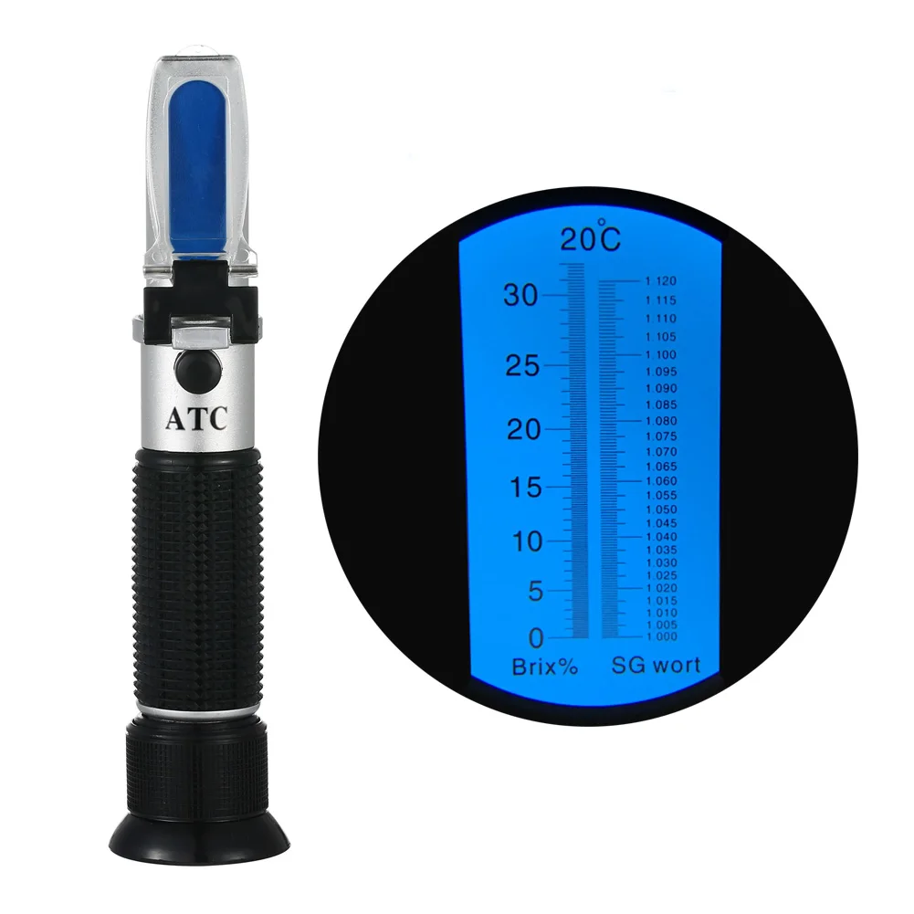 Refractometer Beer Wort Dual 0-32Brix&SG Wine Sugar Concentration Brewing Fruit Refractometer 1.000-1.120 Specific Gravity Meter liquid refractometer beer wort refractometer wine refractometer