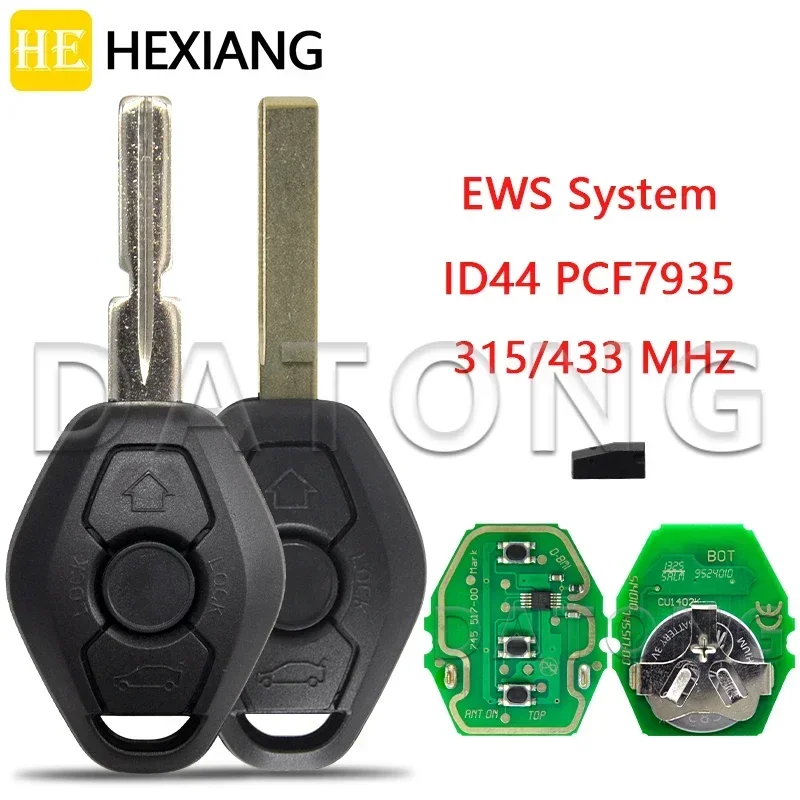 

HE Xiang Car Remote Key For BMW 1 3 5 7 Series 325 330 318 525 530 540 E38 E39 E46 X3 X5 M5 EWS System 315/433 ID44 PCF7935 Chip