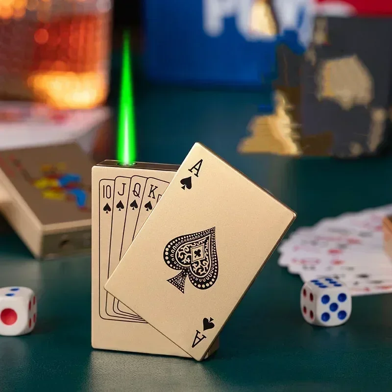 Creative Playing Card Lighter Jet Flame Butane Torch Lighter Side Slip Ignition Windproof Smoking Accessories butane gas lighter
