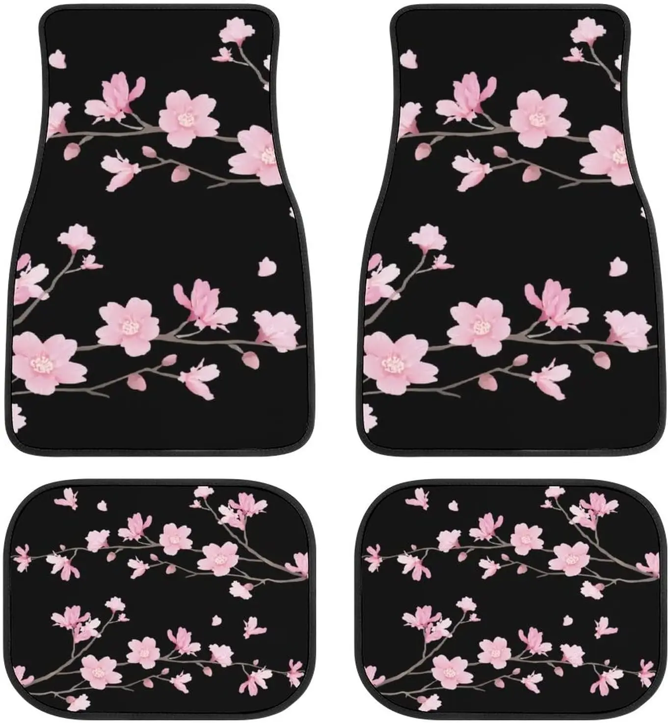 

Cherry Blossom 4 Pieces Car Floor Mats Car Carpets Full Sets Universal Fit for SUV Truck All Weather Protection Auto Foot Carpet