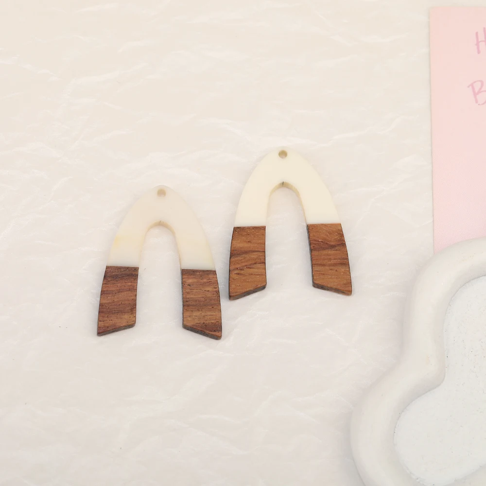 Cordial Design 50Pcs 39*49MM Jewelry Accessories/Natural Wood&Resin/Horseshoe Shape/Handmade Charms/Jewelry Findings&Components - cordial