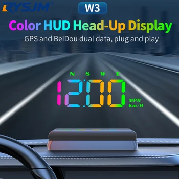 Display Head-up Universale per Auto W3 HUD, Tachimetro Digitale GPS KMH / MPH, Allarme di Eccesso di Velocità, Proiettore per Parabrezza, Indicatore di Velocità