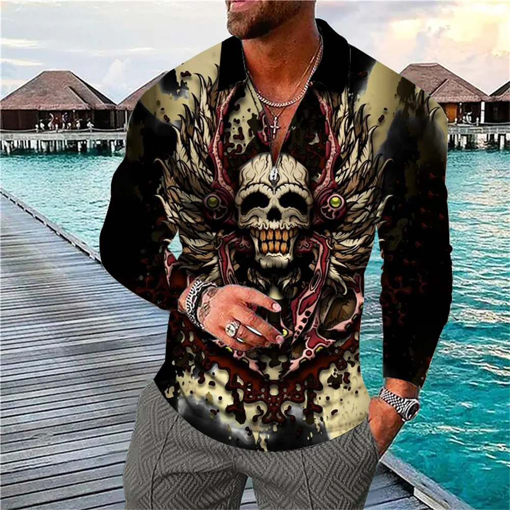 Mens Shirts Long Sleeves Skull 3d Skull Print Mens Shirt Men