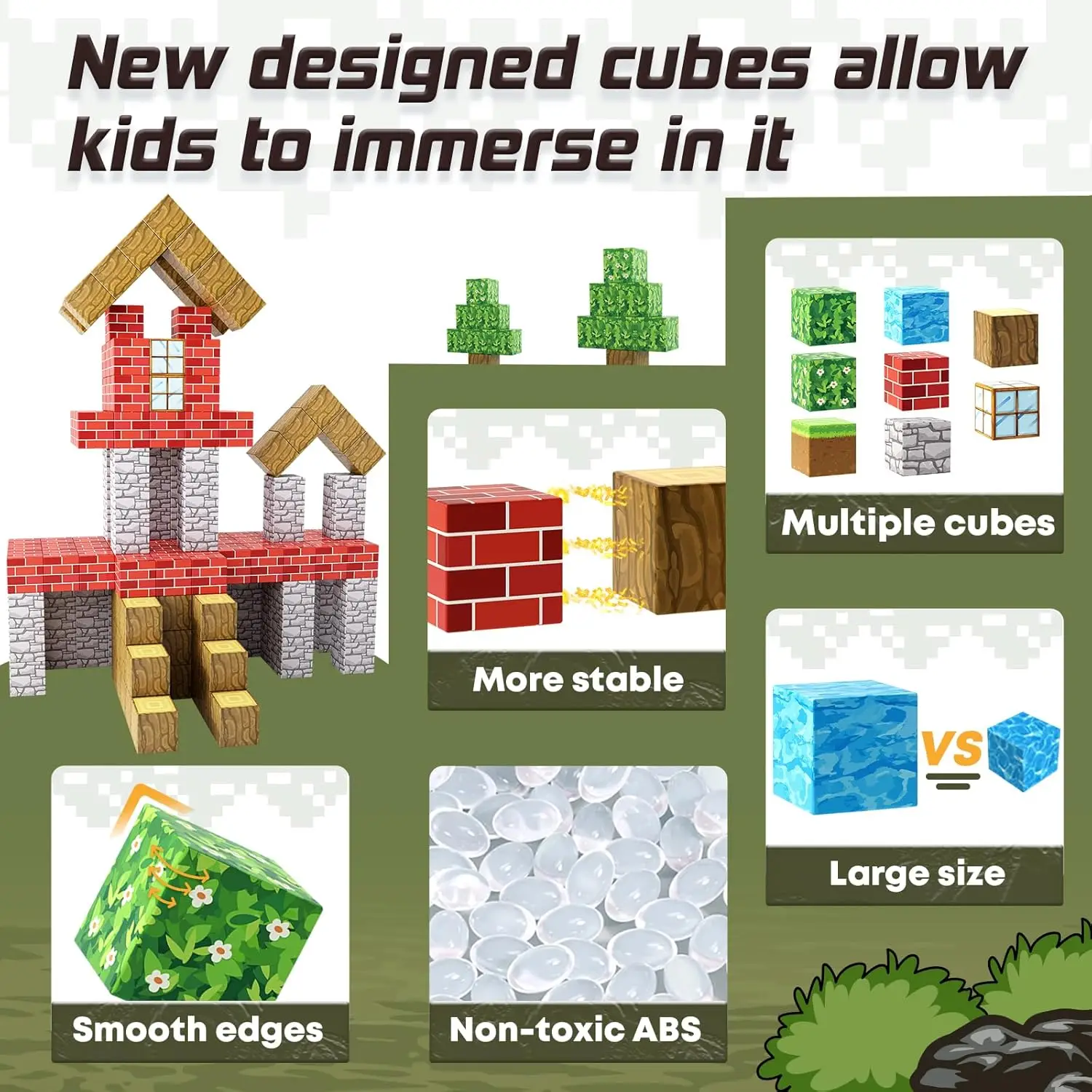 Magnetic Blocks Build Mine Magnet World Set 100PCS for Kids Magnet Construction Set STEM Montessori Sensory Cubes for Toddlers magnetic building blocks magnetic assembly toy