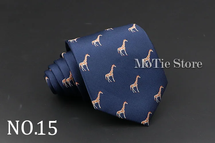Niedliche Krawatte mit Cartoon-Muster, Tier- und Blumenmuster, für Herren, schmale, schmale Krawatte, Hochzeit, Rot, Marineblau, Party-Krawatten, Krawatte, Accessoires, Geschenke – Detail 16