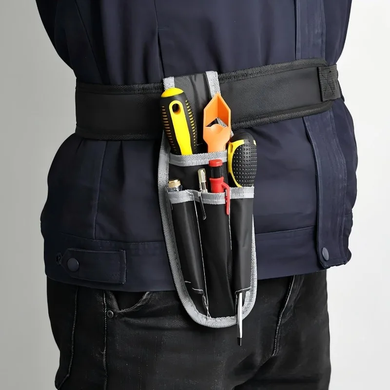 Compact Durable Tool Bag with 4 Pockets and Metal Hook