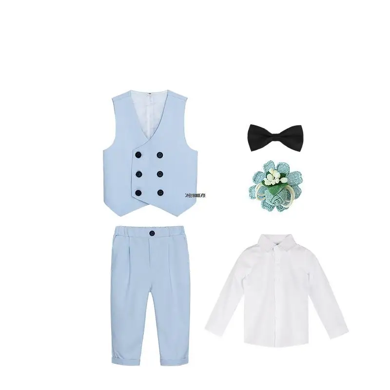 Neonato maschi 1 anno compleanno vestito principe bambini gilet pantaloni  papillon fiore fotografia vestito bambino matrimonio prestazioni Costume -  AliExpress