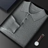 Men Knitwear Australian Wool Pullover Cashmere Sweater Polo Collar Thick Style Long Sleeve Warmth Basic Business Clothing Tops 3
