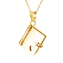 Personalized Inspirational Quotes Engraved Book Necklace - A Meaningful Gift for You and Your Loved Ones (Full Gold)