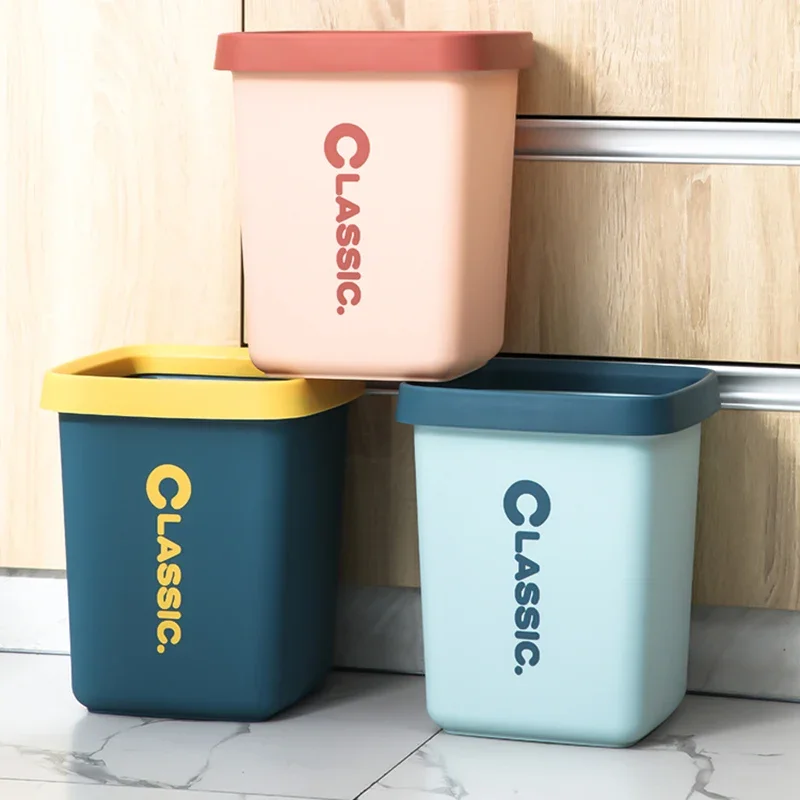 

Nordic Plastic Trash Large Bin Without Lid Minimalist Cute Desktop Kitchen Garbage Bin Recycling Cubo De Basura Items Household