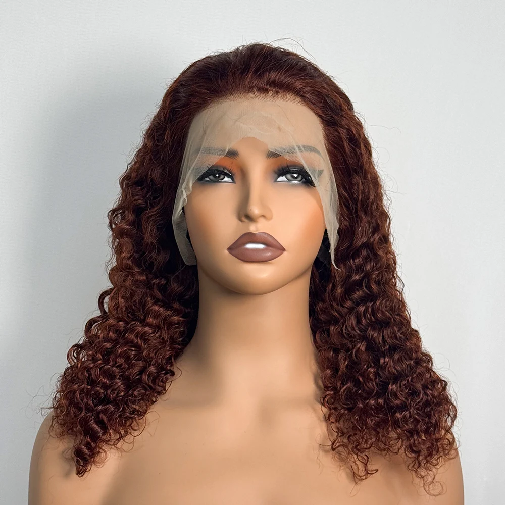 250% Density Double Drawn Ombre 12A 18 Inches Water Wave Curly Human Hair Wigs 13x4 Transparent Lace Frontal Hair Wig for Women